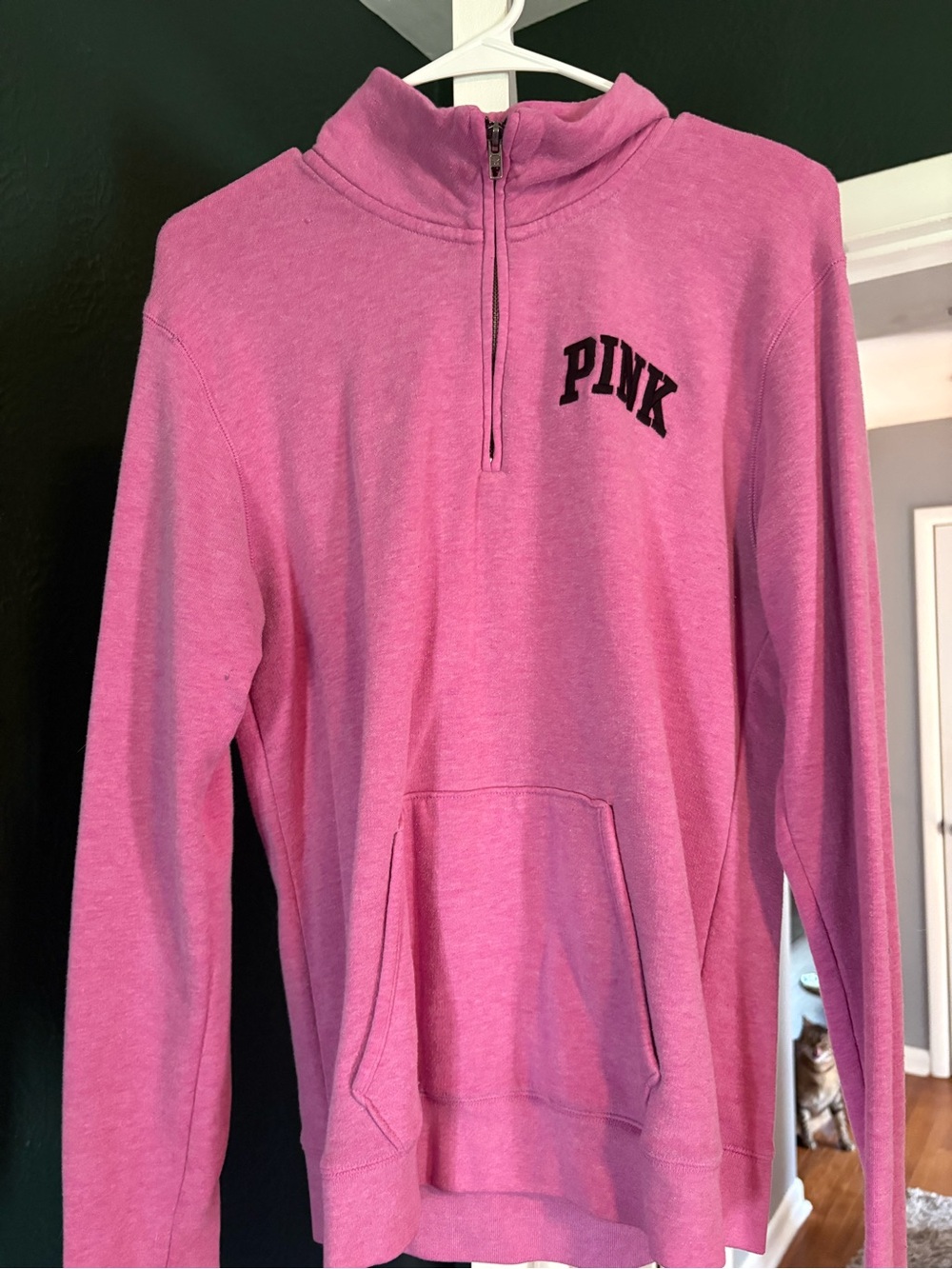 PINK Victoria's Secret Half-Zip Pullover Sweater - Bright Pink